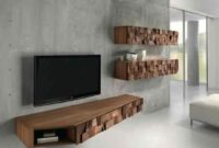 Decorative media wall furniture with floating shelves