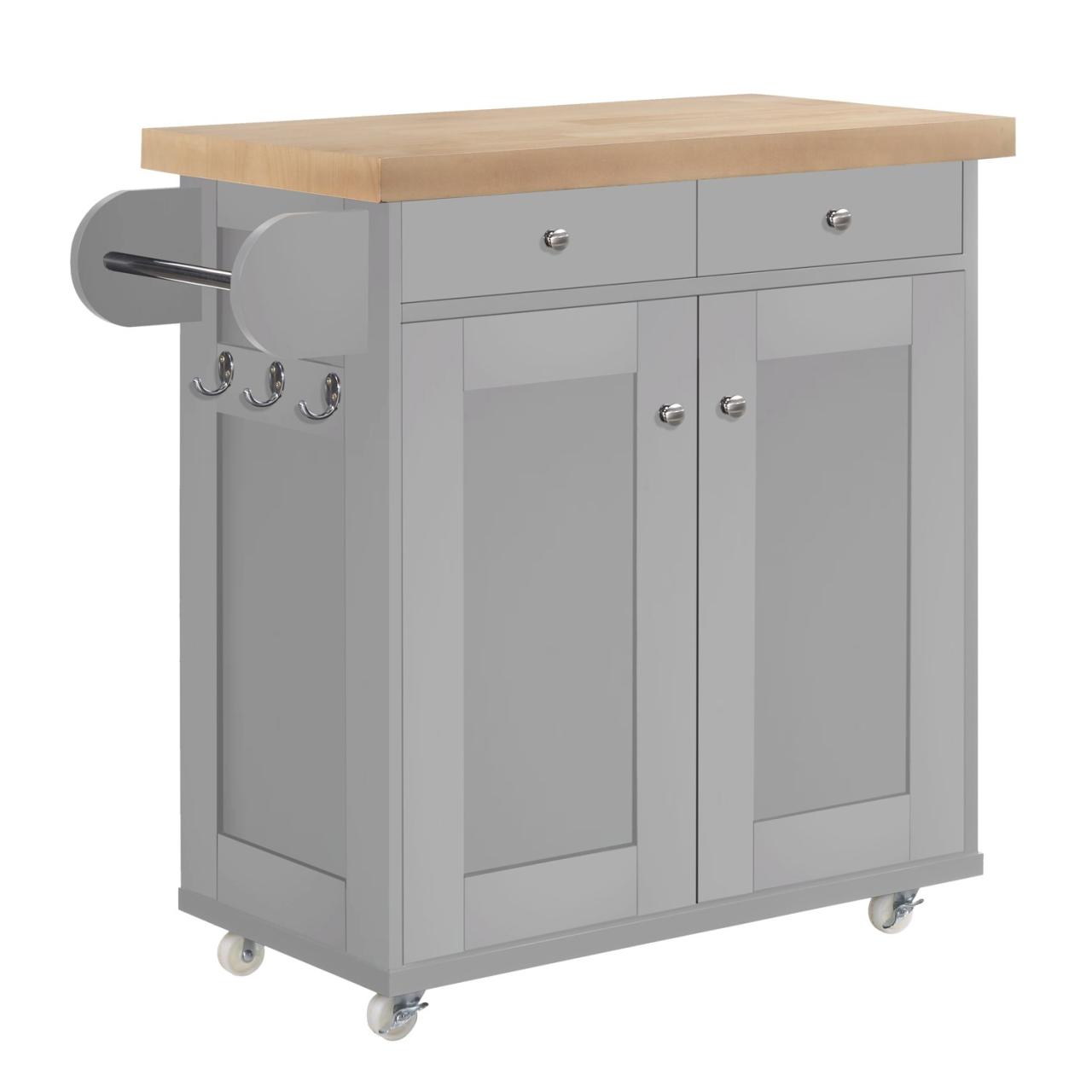Grey Freestanding Kitchen Island on Wheels - Portland - Furniture123 Lightweight kitchen island furniture on wheels