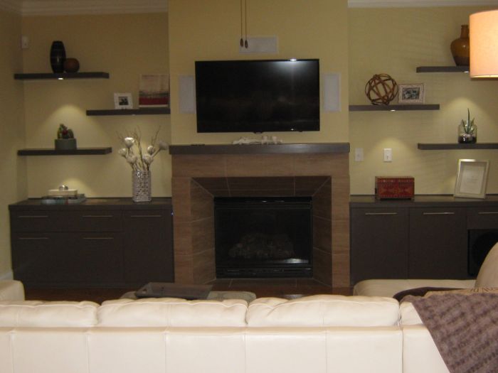media center with floating shelves | Home Projects | Pinterest | Wooden ... Decorative media wall furniture with floating shelves
