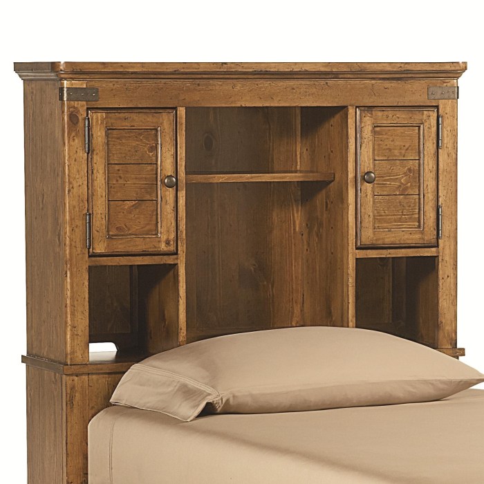 Bali Oak Bed with Bookcase Headboard - CFS UK Modern loft bed furniture with bookcase headboard