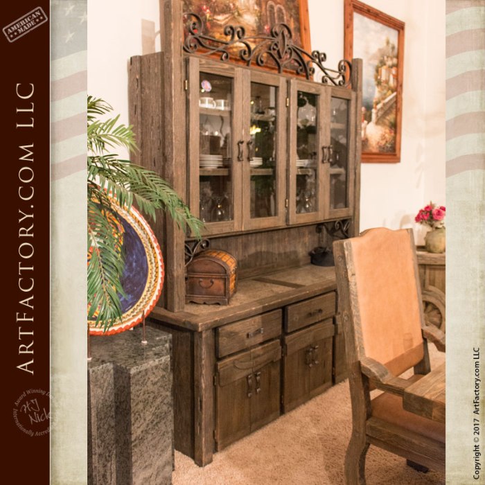 Custom Hand Crafted Dining Room Set: Hutch And Rolling Wine Cart Customizable dining hutch furniture with wine rack